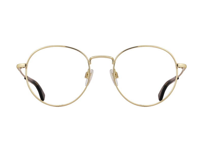 Front view of gold American Optical AO-1002 frame only round sunglasses