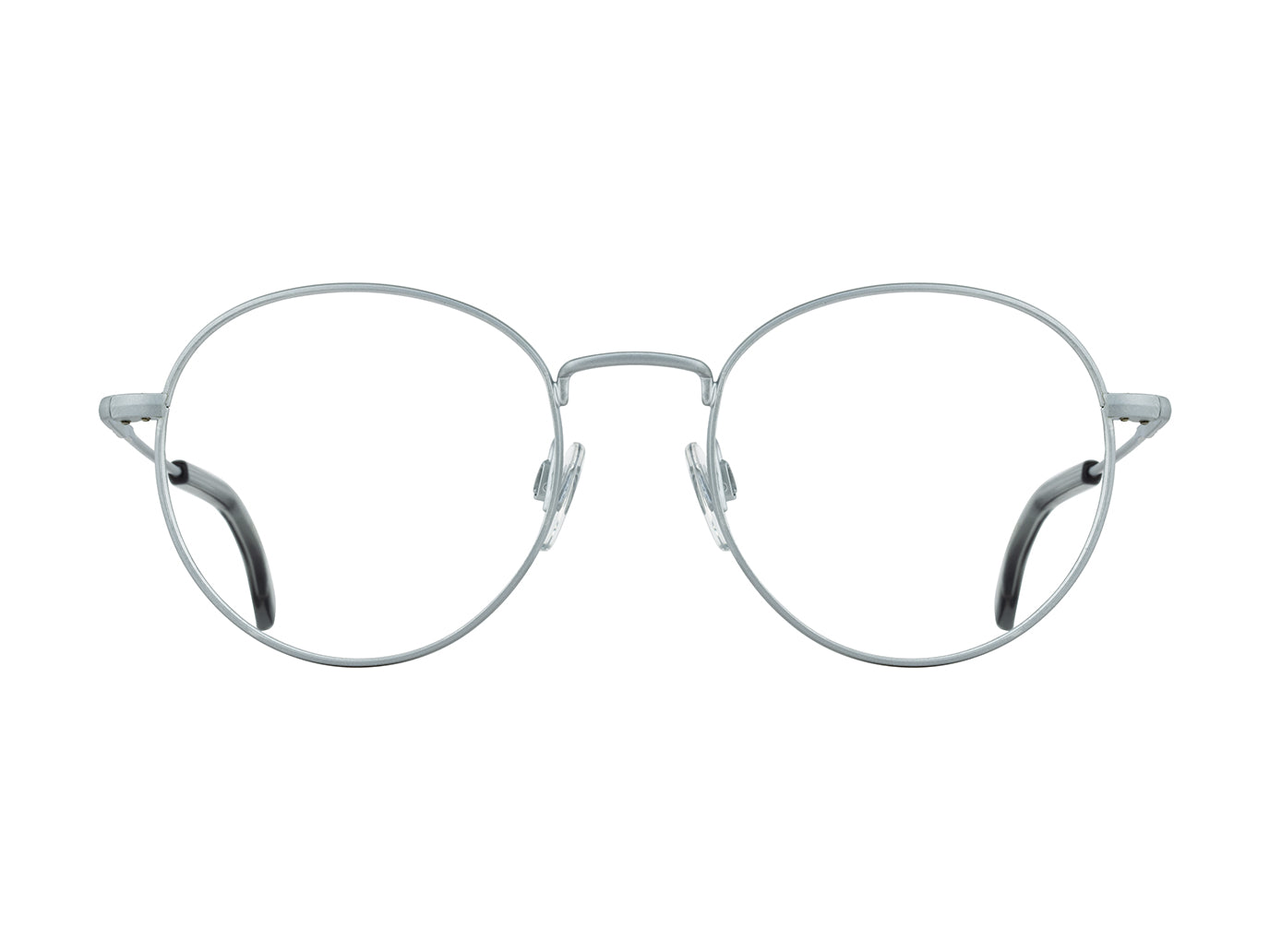 Front view of matte silver American Optical AO-1002 frame only round sunglasses