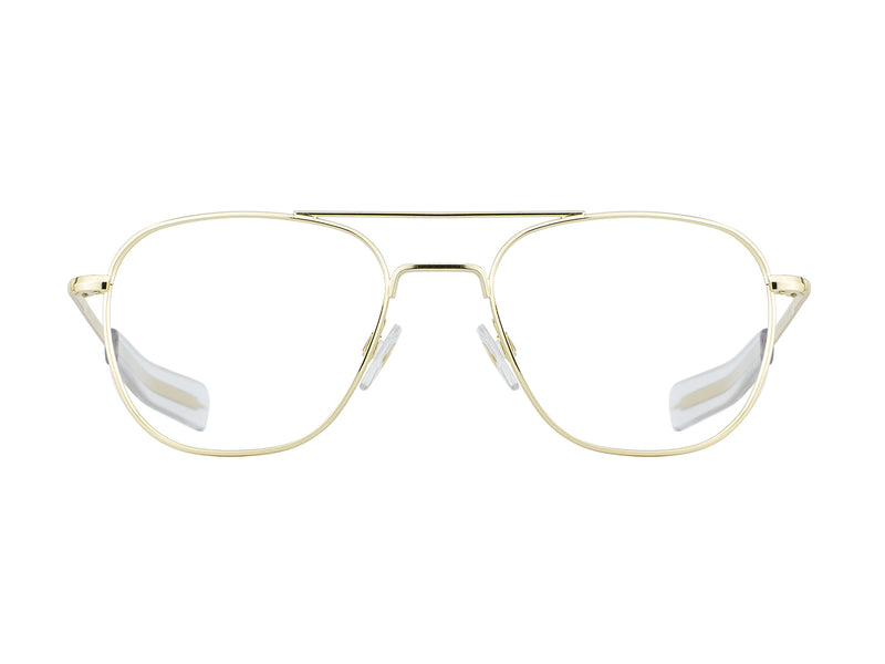 Front view of gold American Optical General frame only navigator sunglasses