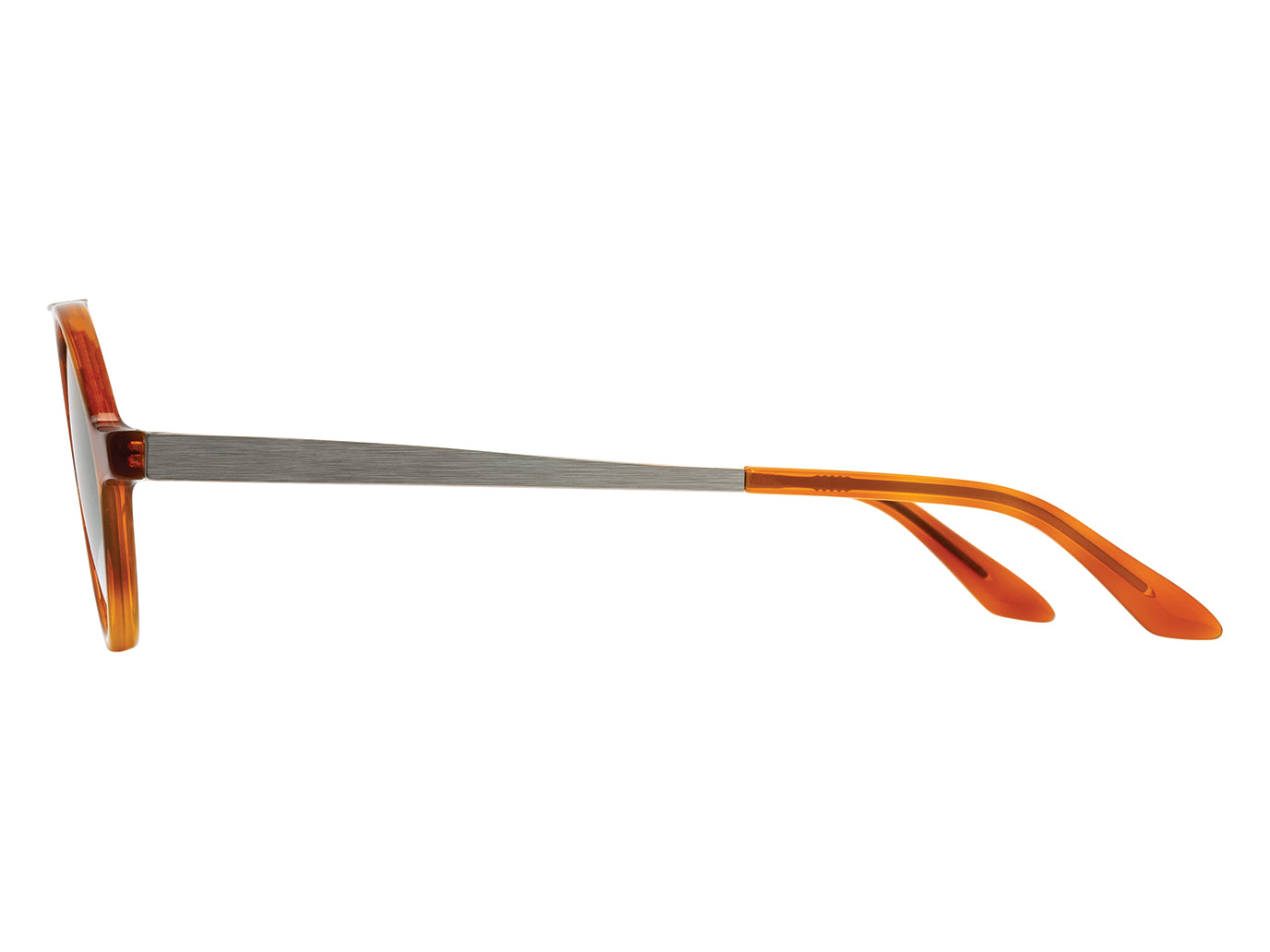 Side view of havana and gunmetal American Optical Oxford neo-vintage sunglasses with non-polarised green gradient nylon lens