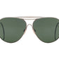 Front view of antique silver American Optical Hazemaster aviator sunglasses with non-polarised green glass lens
