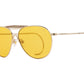 Front angle view of gold American Optical Hazemaster aviator sunglasses with non-polarised orange nylon lens