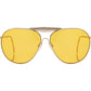 Front view of gold American Optical Hazemaster aviator sunglasses with non-polarised orange nylon lens
