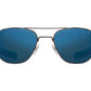 Front view of antique silver American Optical Original Pilot navigator sunglasses with non-polarised dark brown mirror glass lens