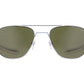 Front view of silver American Optical Original Pilot navigator sunglasses with polarised green glass lens