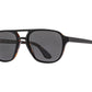 Front angle view of black tortoise American Optical Racer aviator sunglasses with polarised grey nylon lens