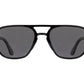 Front view of black tortoise American Optical Racer aviator sunglasses with polarised grey nylon lens