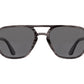Front view of grey marble American Optical Racer aviator sunglasses with polarised grey nylon lens