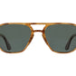 Front view of honey American Optical Racer aviator sunglasses with polarised green nylon lens