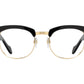 Front view of black and gold American Optical Sirmont frame only acetate and metal sunglasses