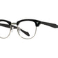 Front angle view of black and gunmetal American Optical Sirmont frame only acetate and metal sunglasses