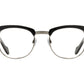 Front view of black and gunmetal American Optical Sirmont frame only acetate and metal sunglasses