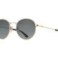 Front angle view of gold American Optical AO-1002 round sunglasses with polarised grey nylon lens