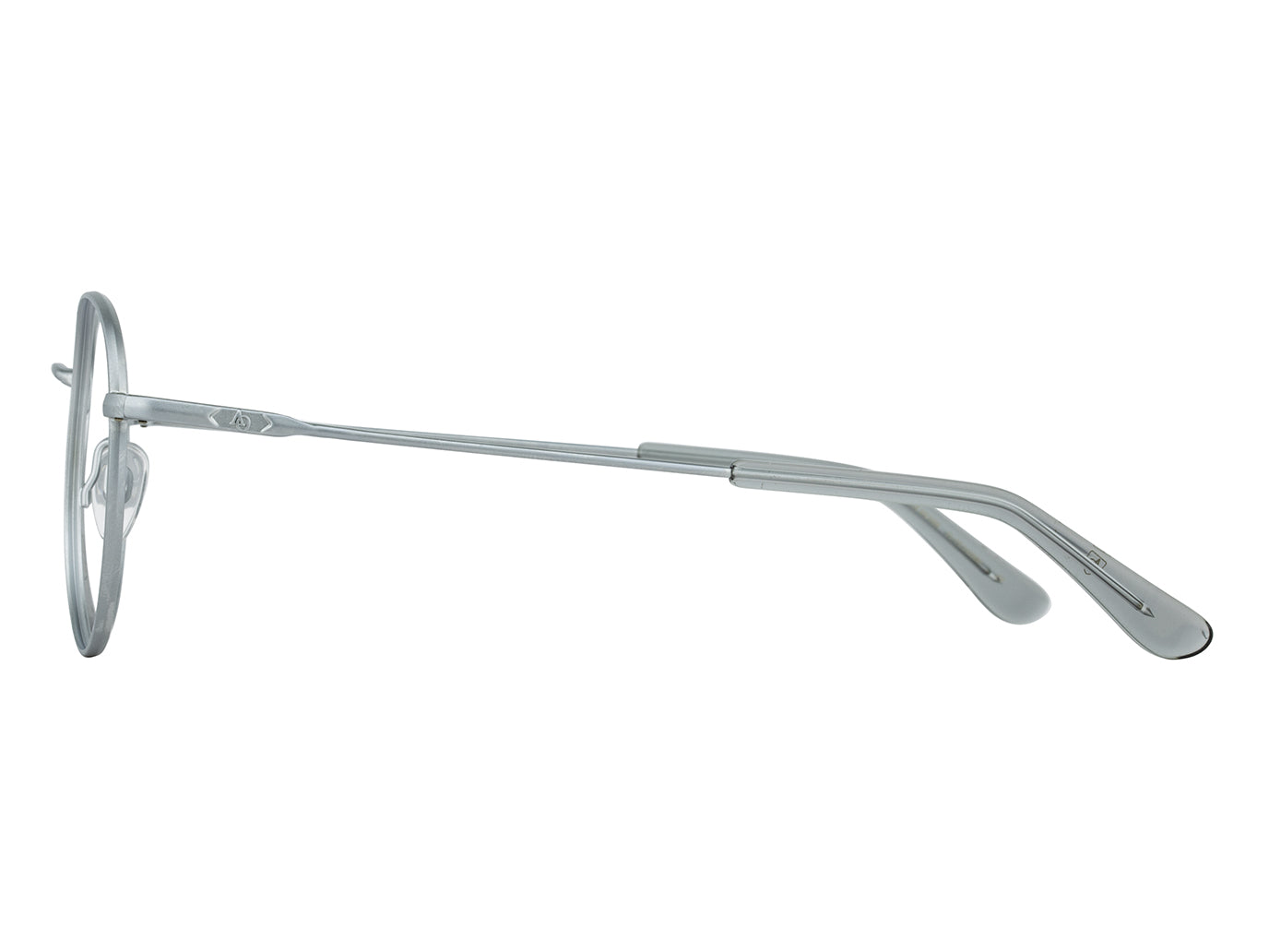 Side view of matte silver American Optical AO-1002 frame only round sunglasses