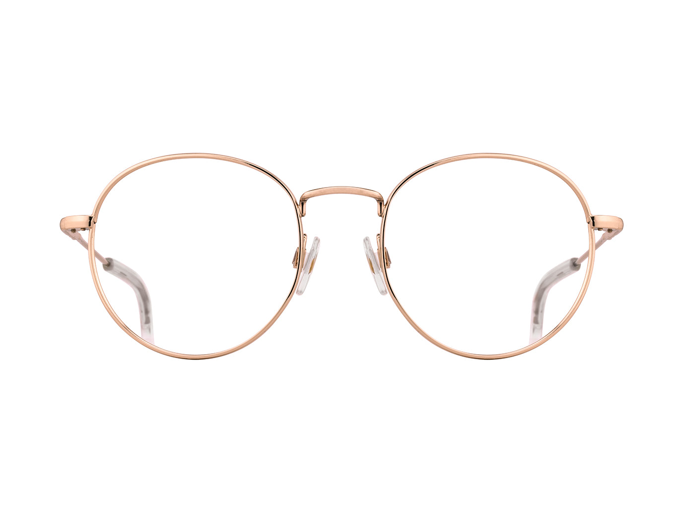 Front view of rose gold American Optical AO-1002 frame only round sunglasses