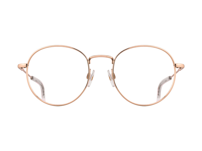 Front view of rose gold American Optical AO-1002 frame only round sunglasses