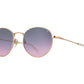 Front angle view of rose gold American Optical AO-1002 round sunglasses with polarised pink gradient nylon lens