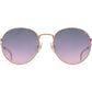 Front view of rose gold American Optical AO-1002 round sunglasses with polarised pink gradient nylon lens