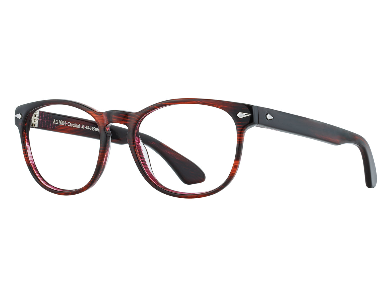 Front angle view of cardinal American Optical AO-1004 frame only acetate sunglasses