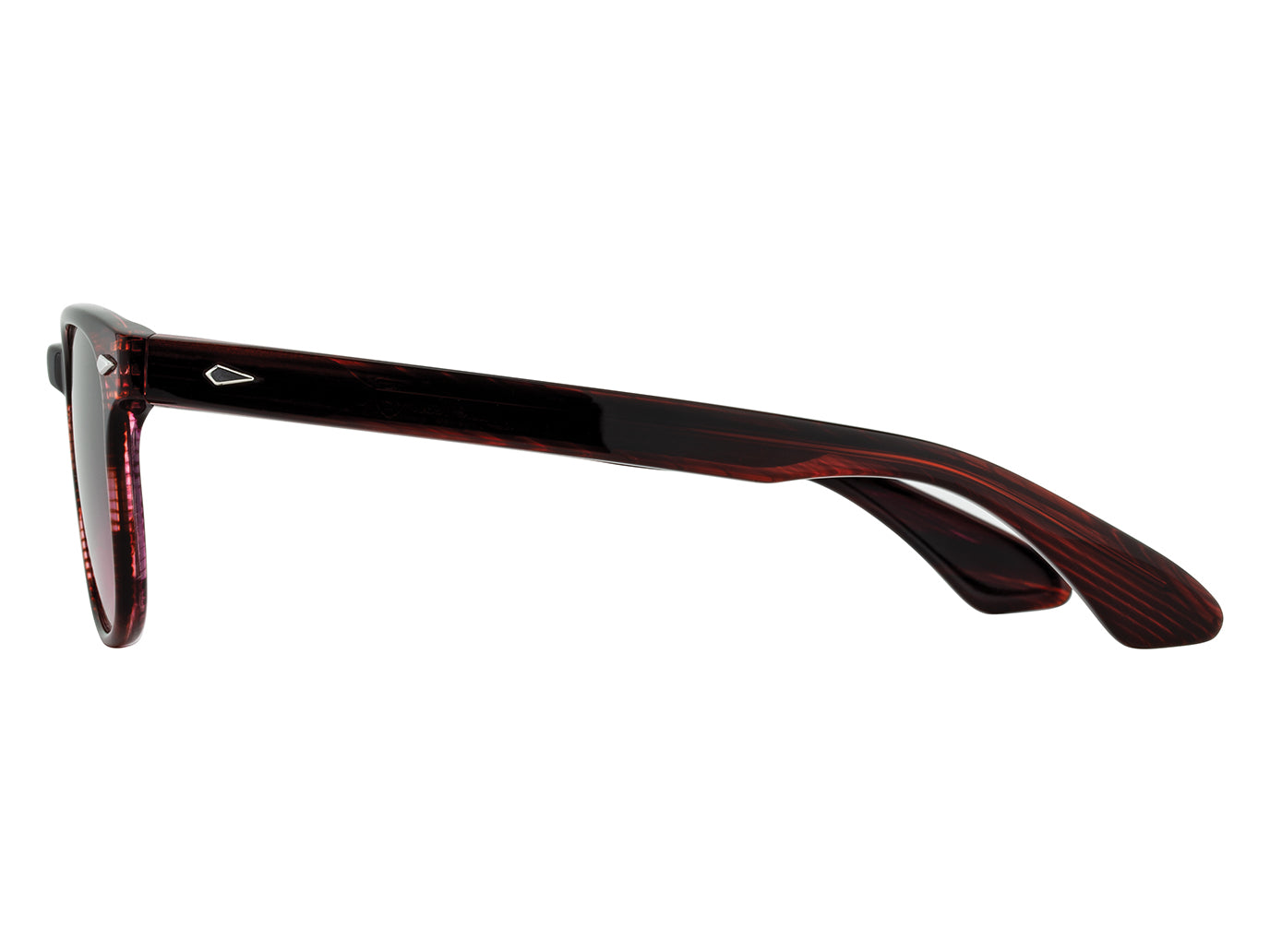 Side view of cardinal American Optical AO-1004 acetate sunglasses with non-polarised pink gradient nylon lens