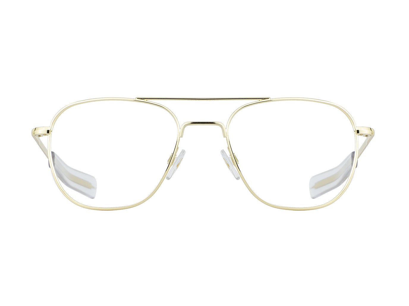 Front view of gold American Optical General frame only navigator sunglasses