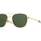 Front angle view of gold American Optical Original Pilot navigator sunglasses with non-polarised green glass lens