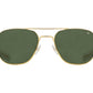 Front view of gold American Optical Original Pilot navigator sunglasses with non-polarised green glass lens