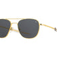 Front angle view of gold American Optical Original Pilot navigator sunglasses with non-polarised grey glass lens