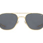 Front view of gold American Optical Original Pilot navigator sunglasses with non-polarised grey nylon lens
