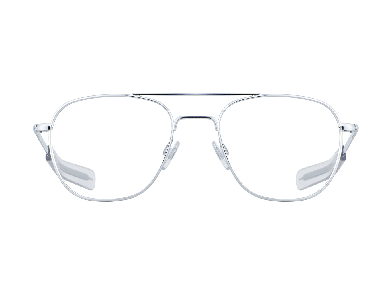 Front view of silver American Optical General frame only navigator sunglasses