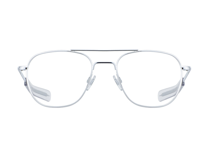 Front view of silver American Optical General frame only navigator sunglasses