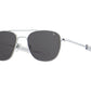 Front angle view of silver American Optical Original Pilot navigator sunglasses with non-polarised grey glass lens