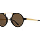 Front angle view of black tortoise and gold American Optical Oxford neo-vintage sunglasses with polarised brown nylon lens