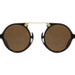 Front view of black tortoise and gold American Optical Oxford neo-vintage sunglasses with polarised brown nylon lens