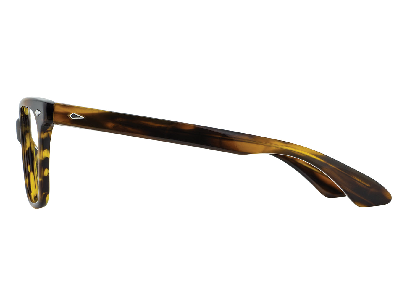 Side view of brown demi American Optical Saratoga frame only acetate sunglasses