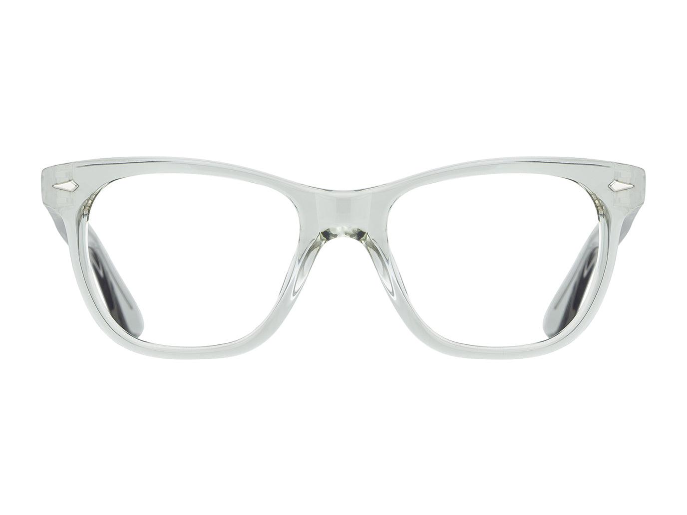 Front view of grey crystal American Optical Saratoga frame only acetate sunglasses