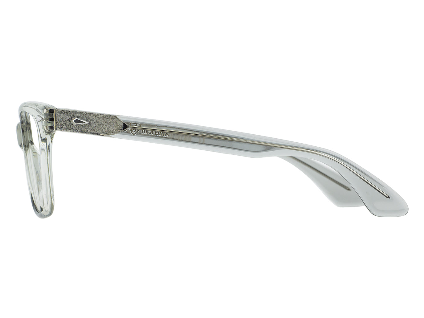 Side view of grey crystal American Optical Saratoga frame only acetate sunglasses