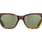Front view of tortoise American Optical Saratoga acetate sunglasses with polarised green nylon lens