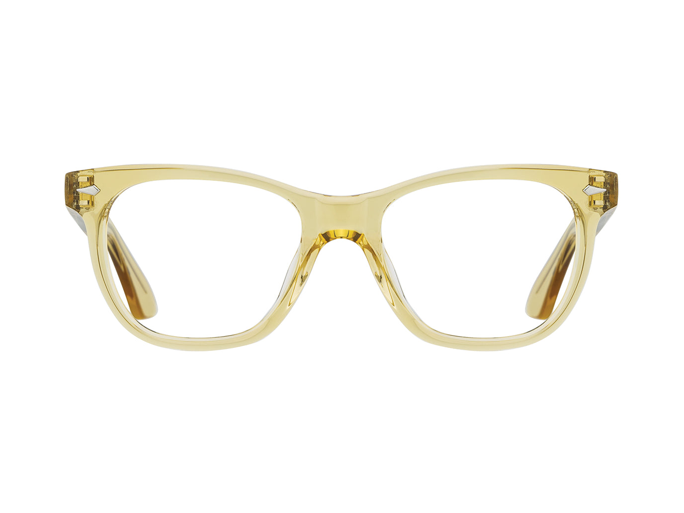 Front view of yellow crystal American Optical Saratoga frame only acetate sunglasses