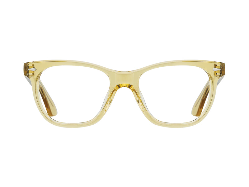 Front view of yellow crystal American Optical Saratoga frame only acetate sunglasses