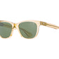 Front angle view of yellow crystal American Optical Saratoga acetate sunglasses with polarised green nylon lens