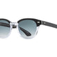 Front angle view of black and crystal American Optical Times acetate sunglasses with non-polarised grey gradient nylon lens