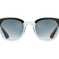 Front view of black and crystal American Optical Times acetate sunglasses with non-polarised grey gradient nylon lens