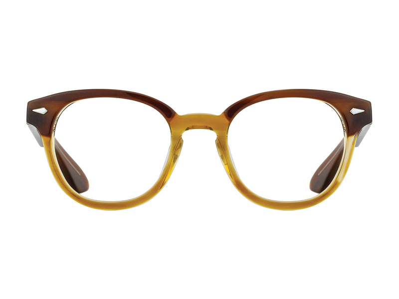 Front view of chestnut and sand American Optical Times frame only acetate sunglasses