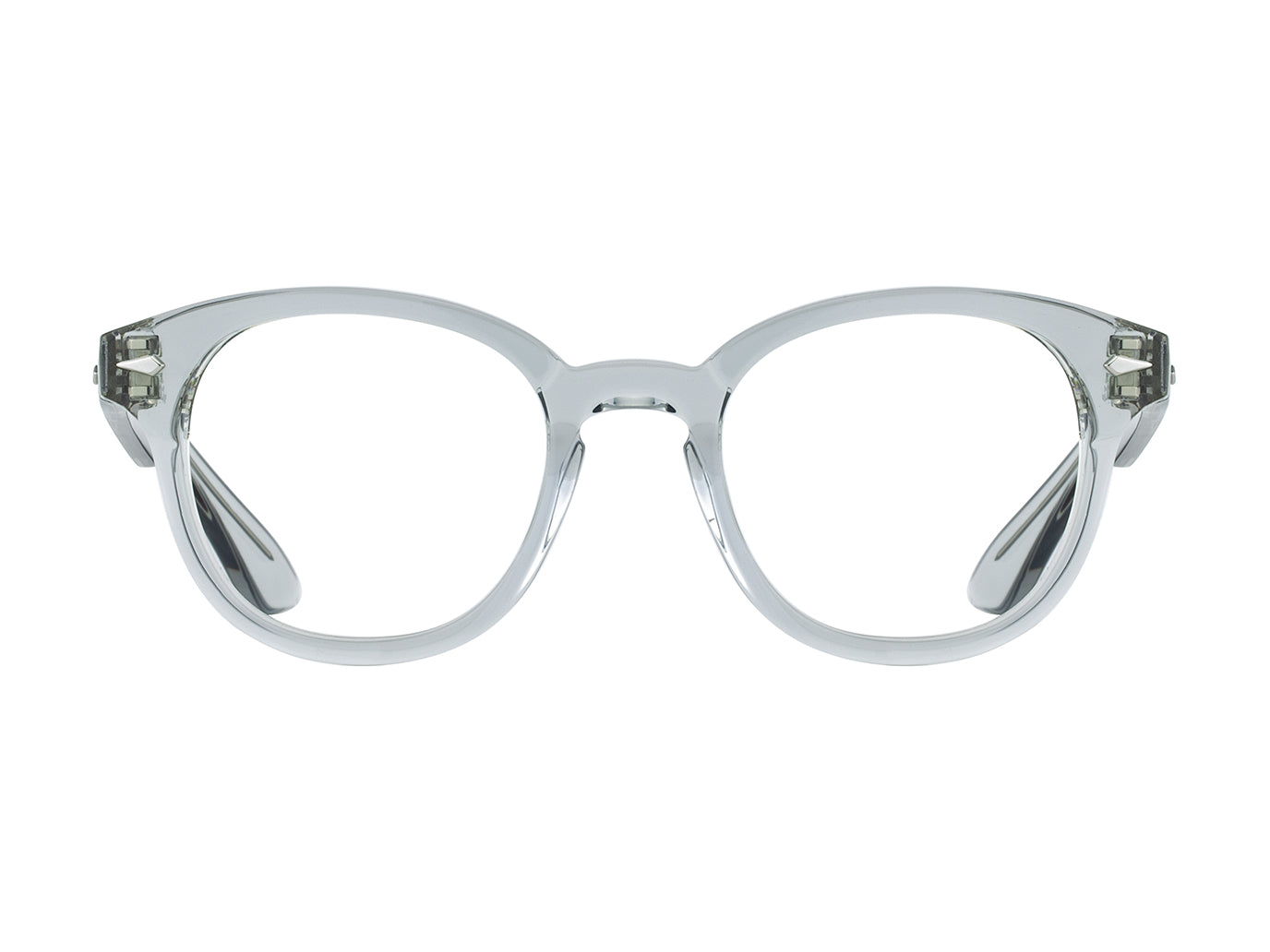 Front view of grey crystal American Optical Times frame only acetate sunglasses