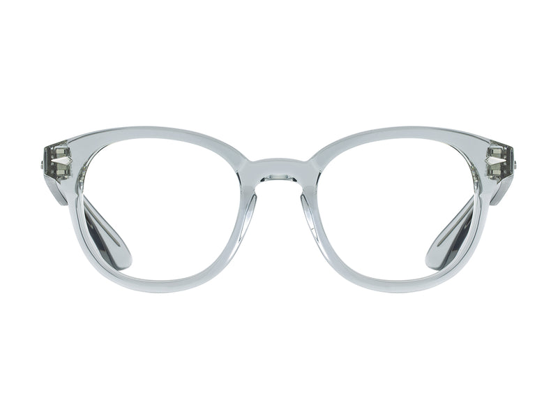 Front view of grey crystal American Optical Times frame only acetate sunglasses