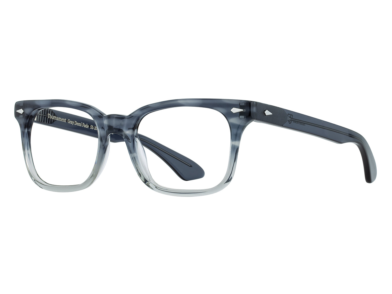 Front angle view of grey demi fade American Optical Tournament frame only acetate sunglasses