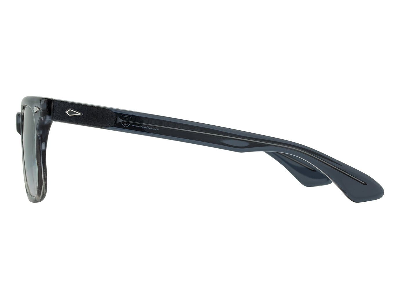 Side view of grey demi fade American Optical Tournament acetate sunglasses with non-polarised grey gradient nylon lens