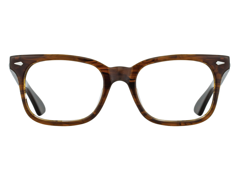 Front view of woodgrain American Optical Tournament frame only acetate sunglasses